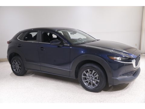 Deep Crystal Blue Mica Mazda CX-30 AWD.  Click to enlarge.