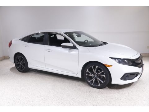 Platinum White Pearl Honda Civic Sport Sedan.  Click to enlarge.