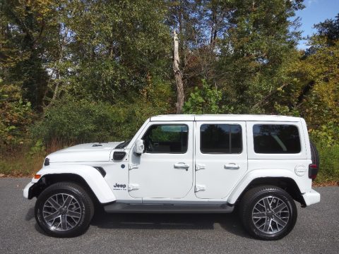 Bright White Jeep Wrangler Unlimited High Altitude 4XE Hybrid.  Click to enlarge.