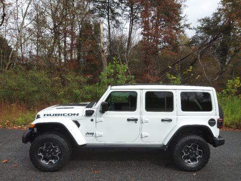 Bright White Jeep Wrangler Unlimited 4xe Rubicon w/Sky One-Touch.  Click to enlarge.