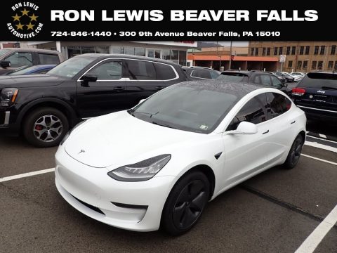 Pearl White Multi-Coat Tesla Model 3 Standard Range.  Click to enlarge.