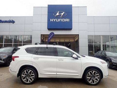 Quartz White Hyundai Santa Fe Calligraphy AWD.  Click to enlarge.