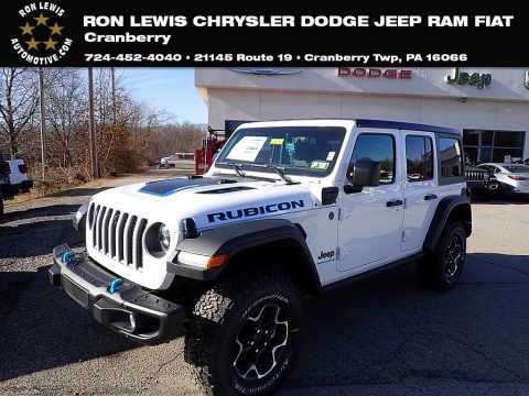 Bright White Jeep Wrangler Unlimited Rubicon 4XE Hybrid.  Click to enlarge.