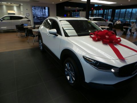 Snowflake White Pearl Mica Mazda CX-30 S Premium AWD.  Click to enlarge.