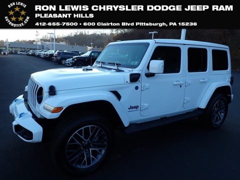 Bright White Jeep Wrangler Unlimited Sahara 4XE Hybrid.  Click to enlarge.