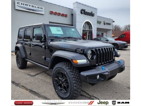 Black Jeep Wrangler Unlimited Willys 4XE Hybrid. Click to enlarge. Black Jeep Wrangler Unlimited Willys 4XE Hybrid. Click to enlarge.