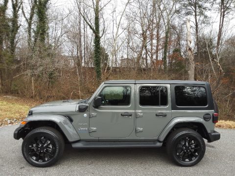 Sting-Gray Jeep Wrangler Unlimited Sahara 4XE Hybrid.  Click to enlarge.