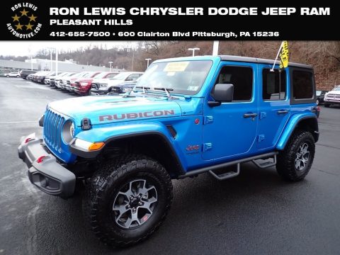 Hydro Blue Pearl Jeep Wrangler Unlimited Rubicon 4x4.  Click to enlarge.