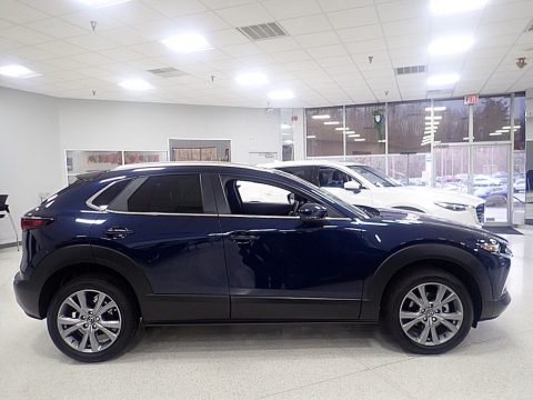 Deep Crystal Blue Mica Mazda CX-30 S Preferred AWD.  Click to enlarge.