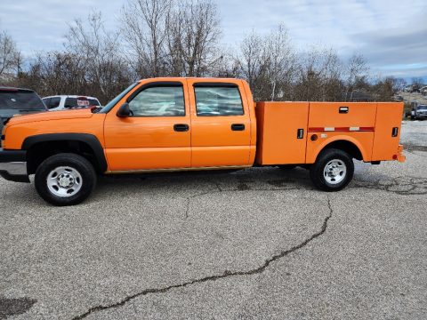 Custom Orange Metallic Chevrolet Silverado 2500HD Work Truck Crew Cab 4x4 Chassis.  Click to enlarge.