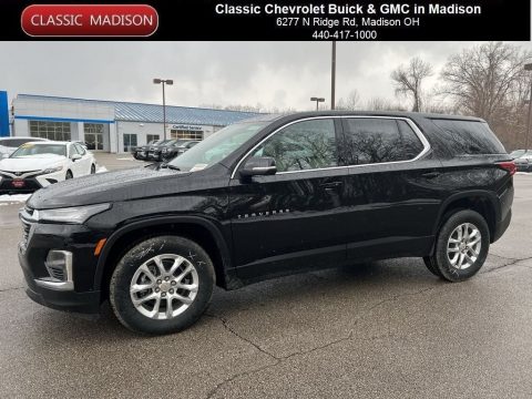 Mosaic Black Metallic Chevrolet Traverse LS AWD.  Click to enlarge.