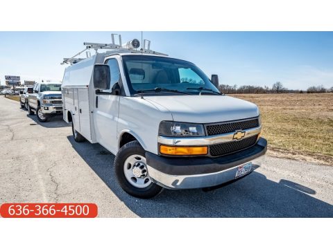 Summit White Chevrolet Express Cutaway 3500 Commercial Utility Truck.  Click to enlarge.