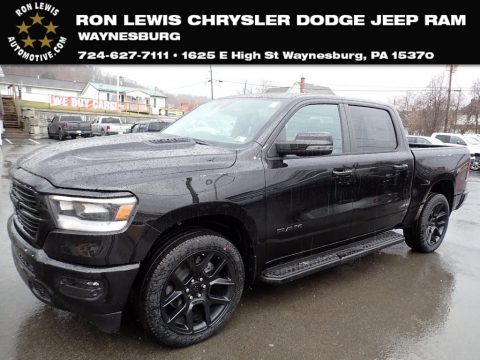 Diamond Black Crystal Pearl Ram 1500 Laramie Night Edition Crew Cab 4x4.  Click to enlarge.