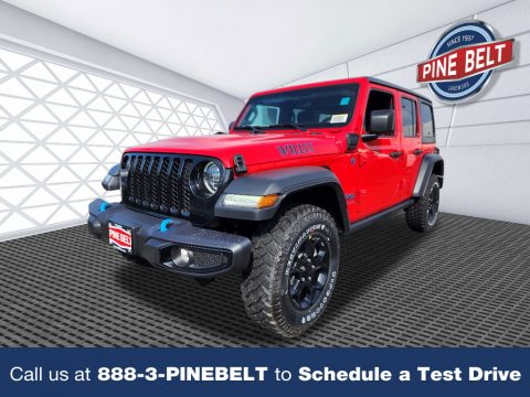 Firecracker Red Jeep Wrangler Unlimited Willys 4XE Hybrid.  Click to enlarge.