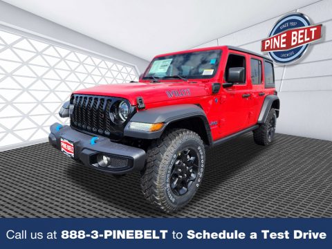Firecracker Red Jeep Wrangler Unlimited Willys 4XE Hybrid.  Click to enlarge.