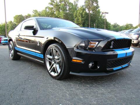 Black 2010 Ford Mustang Shelby GT500 Coupe with Charcoal Black/Grabber Blue 