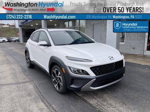 Lunar White Hyundai Kona Limited AWD.  Click to enlarge.