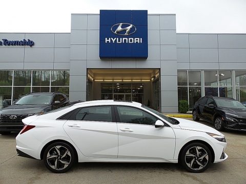 Ceramic White Hyundai Elantra Limited Hybrid.  Click to enlarge.