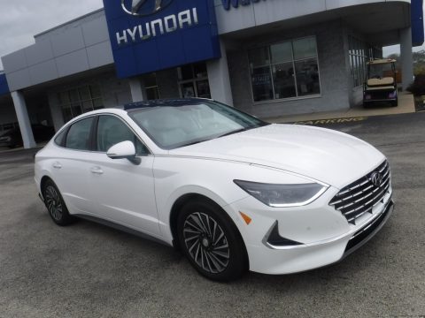 Hyper White Hyundai Sonata Limited Hybrid.  Click to enlarge.