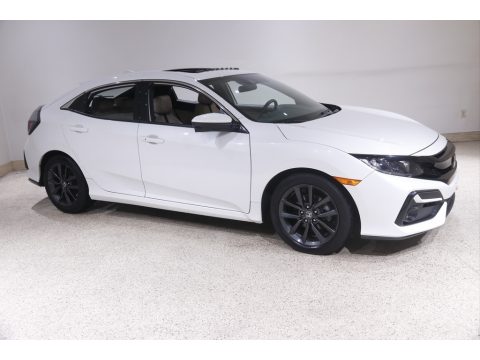 Platinum White Pearl Honda Civic EX Hatchback.  Click to enlarge.