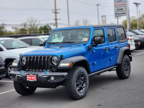 Hydro Blue Pearl Jeep Wrangler Unlimited Willys 4XE Hybrid.  Click to enlarge.