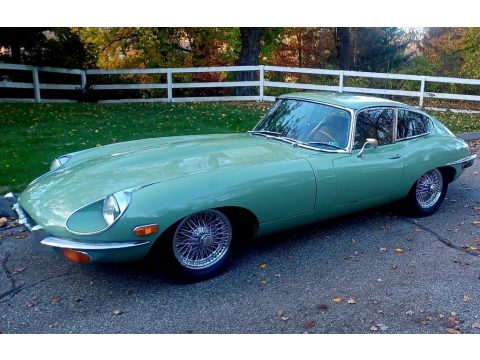 Willow Green Jaguar E-Type XKE 4.2 Fixed Head Coupe.  Click to enlarge.