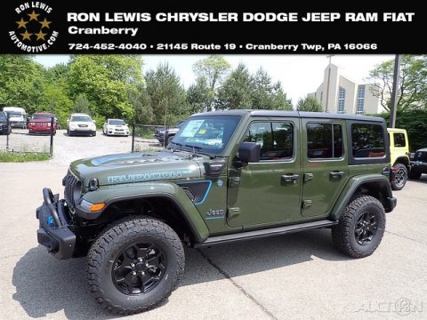 Sarge Green Jeep Wrangler Unlimited Rubicon 4XE 20th Anniversary Hybrid.  Click to enlarge.