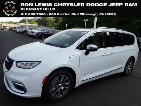 Bright White Chrysler Pacifica Pinnacle Plug-In Hybrid.  Click to enlarge.