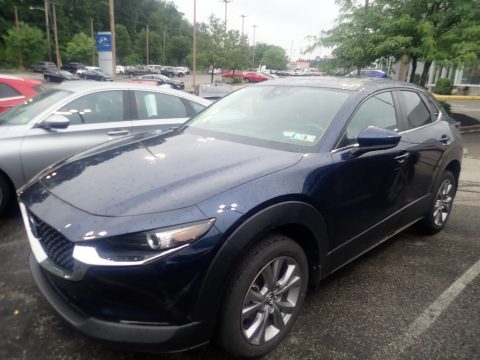 Deep Crystal Blue Mica Mazda CX-30 Preferred AWD.  Click to enlarge.