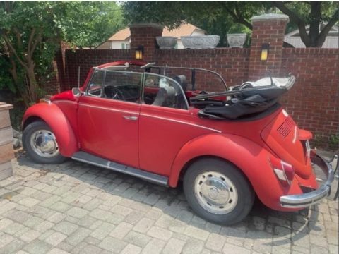 Poppy Red Volkswagen Beetle Convertible.  Click to enlarge.