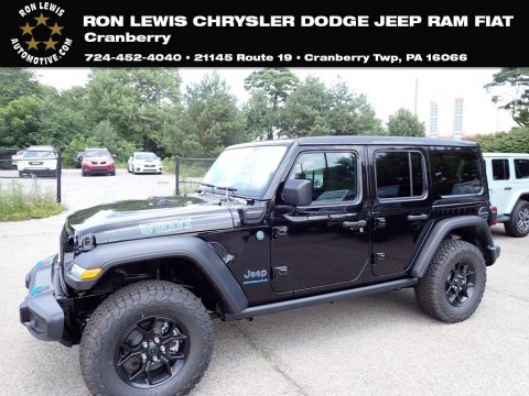 Black Jeep Wrangler 4-Door Willys 4xe Hybrid.  Click to enlarge.