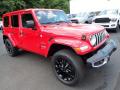 Front 3/4 View of 2024 Jeep Wrangler 4-Door Sahara 4xe Hybrid #8