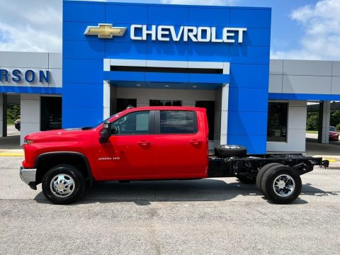 Red Hot Chevrolet Silverado 3500HD LT Crew Cab 4x4 Chassis.  Click to enlarge.