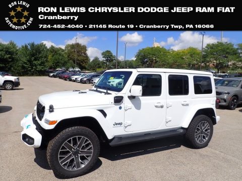 Bright White Jeep Wrangler 4-Door High Altitude 4xe Hybrid.  Click to enlarge.