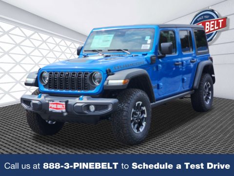 Hydro Blue Pearl Jeep Wrangler 4-Door Rubicon 4xe Hybrid.  Click to enlarge.