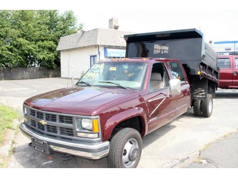 Dark Carmine Red Metallic Chevrolet Silverado 3500 Crew Cab 4x4 Chassis Dump Truck.  Click to enlarge.