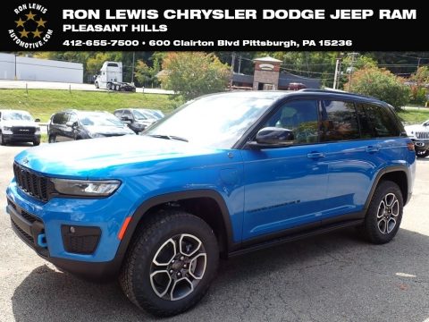 Hydro Blue Pearl Jeep Grand Cherokee Trailhawk 4XE.  Click to enlarge.