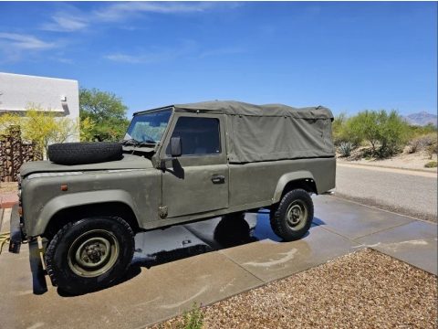 Army Green Land Rover Defender 90 Soft Top.  Click to enlarge.