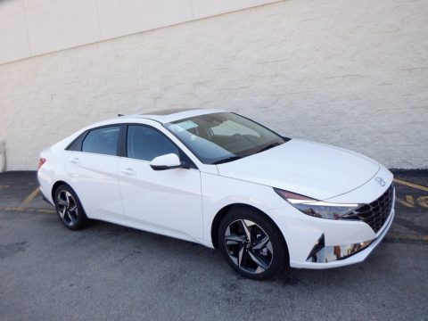 Lunar White Hyundai Elantra Limited Hybrid.  Click to enlarge.