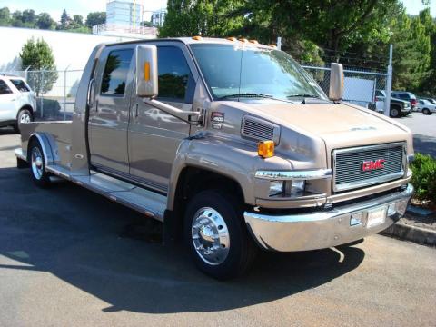 Sandstone Beige Metallic GMC C Series TopKick C4500 Crew Cab Chassis 5th Wheel.  Click to enlarge.