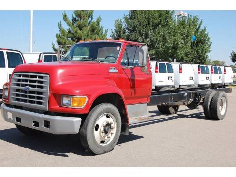 Red Ford F700 Regular Cab Chassis.  Click to enlarge.