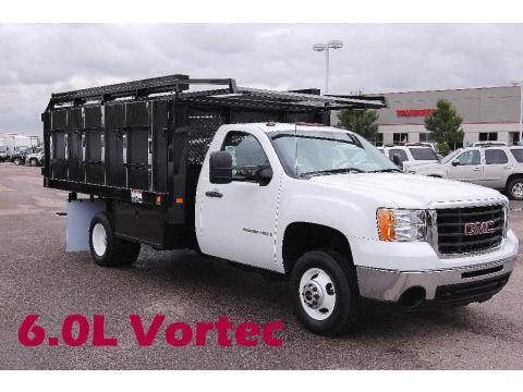 Summit White GMC Sierra 3500HD Regular Cab Chassis Dump Truck.  Click to enlarge.