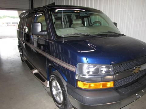 Indigo Blue Metallic Chevrolet Express 1500 LS Passenger Conversion Van.  Click to enlarge.