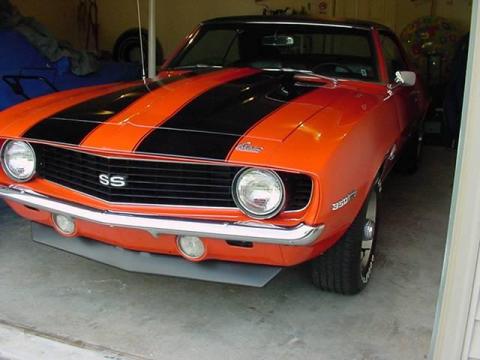 Hugger Orange 1969 Chevrolet Camaro SS Coupe with Black/Gray Houndstooth 