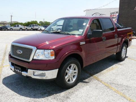 Dark Toreador Red Metallic 2004 Ford F150 Lariat SuperCrew with Tan interior 