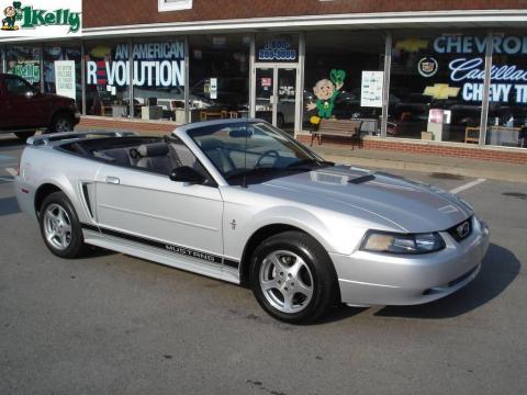 Satin Silver Metallic Ford Mustang V6 Convertible.  Click to enlarge.