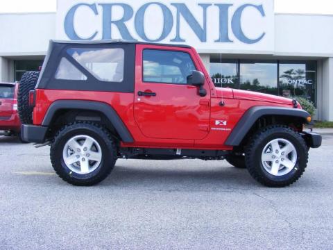 Flame Red Jeep Wrangler X 4x4.  Click to enlarge.