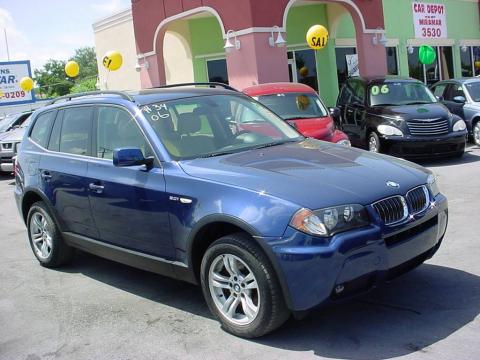 Mystic Blue Metallic BMW X3 3.0i.  Click to enlarge.