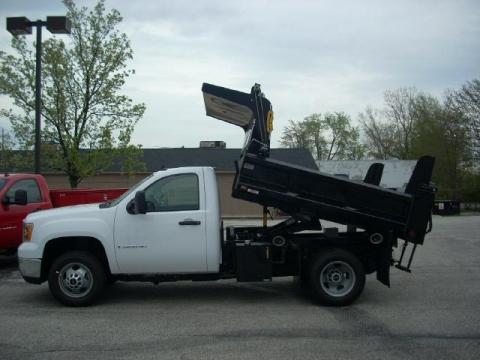 Summit White GMC Sierra 3500HD Regular Cab 4x4 Chassis Dump Truck.  Click to enlarge.