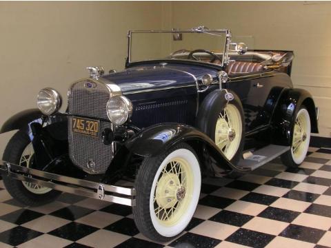 Blue Ford Model A Roadster.  Click to enlarge.